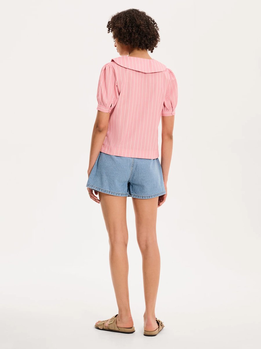 OMNES Kyra Shirt in Pink and White Stripe - 3
