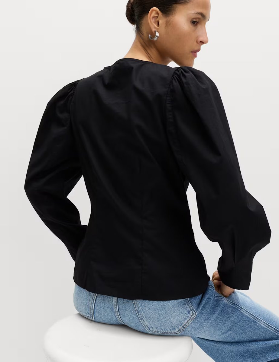 Marks & Spencer M&S 2 Pack Pure Cotton Blouses Black/White - 3