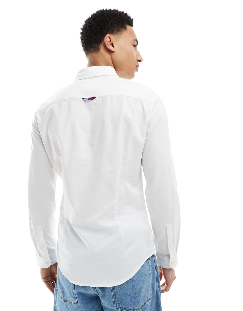 ASOS Tommy Jeans slim fit oxford shirt in white - 4