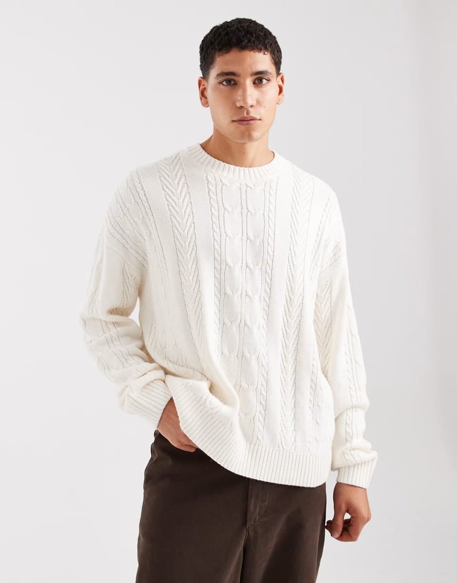 ASOS Hollister cable knit vintage jumper in white