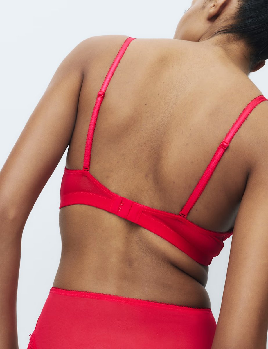 Marks & Spencer M&S Jasmine Lace Non Wired Plunge Bra (A-E) Geranium - 3