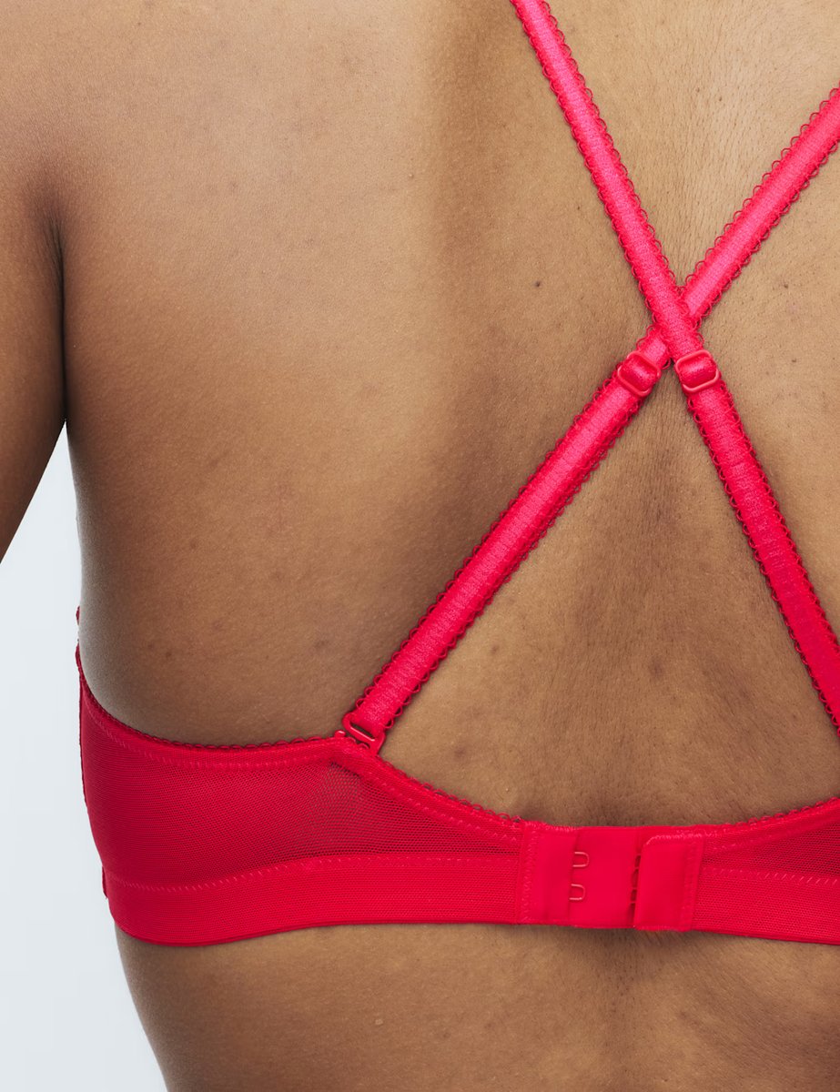 Marks & Spencer M&S Jasmine Lace Non Wired Plunge Bra (A-E) Geranium - 4