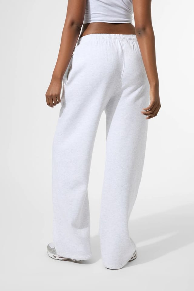 Kaiia Kaiia KTL Logo Wide Leg Joggers Light Grey Marl - 3
