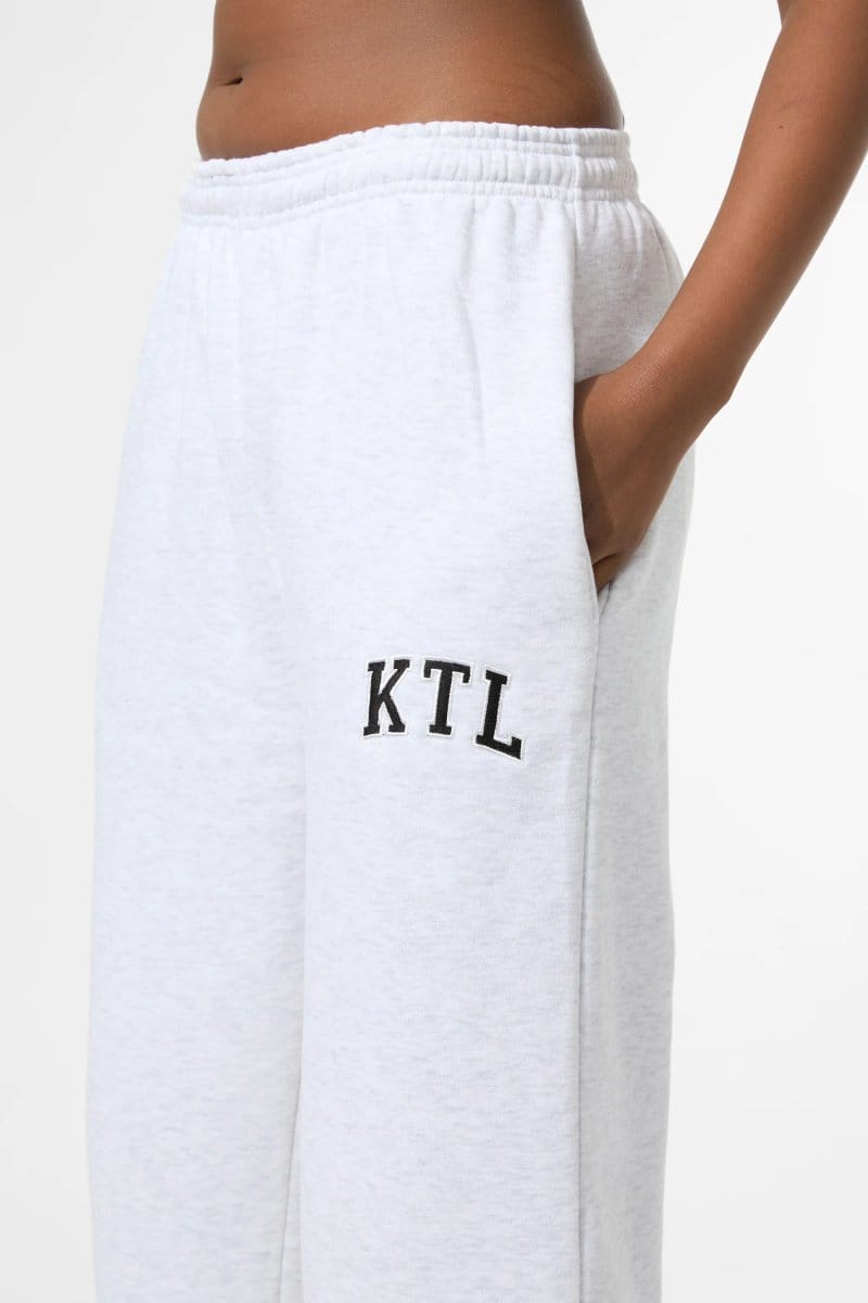 Kaiia Kaiia KTL Logo Wide Leg Joggers Light Grey Marl - 4