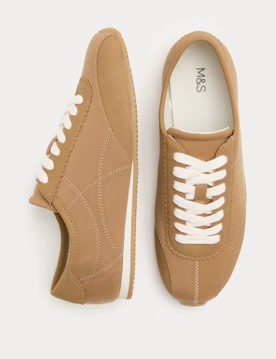 Marks & Spencer M&S Retro Runner Trainers Taupe