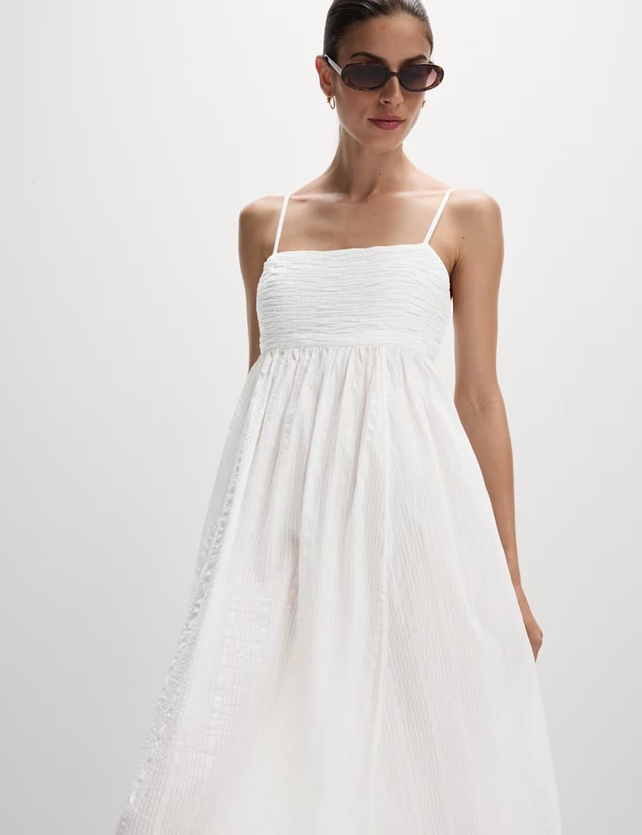 Marks & Spencer M&S Soft White Pure Cotton Square Neck Maxi Beach Dress