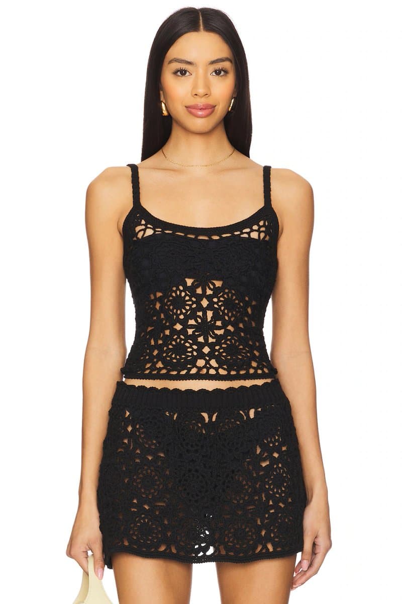 revolve Revolve Seaside Crochet Cami in Black