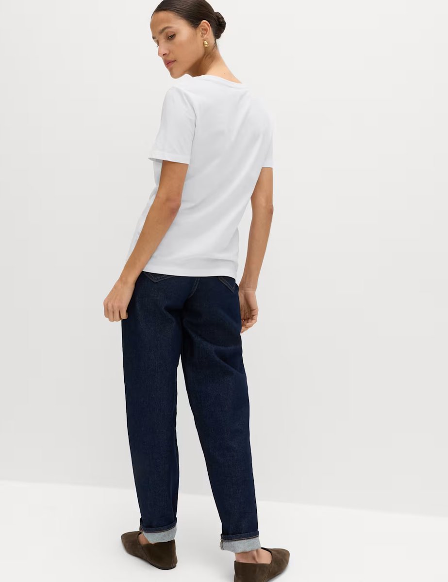 Marks & Spencer M&S Pure Cotton V-Neck T-Shirt Soft White - 3