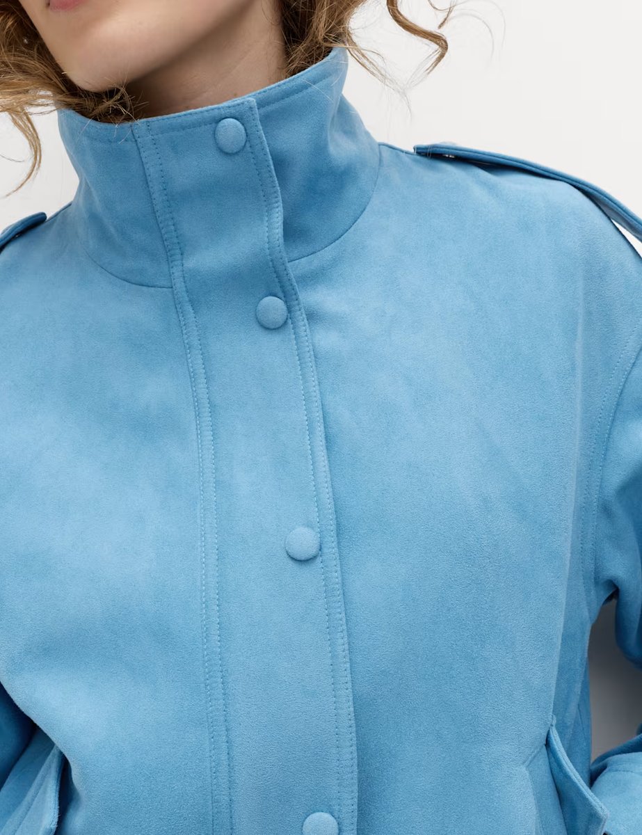 Marks & Spencer M&S Suedette Funnel Neck Bomber Jacket Mid Blue - 2