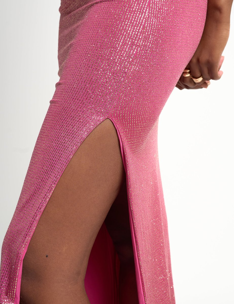 Public Desire Sequin Maxi Skirt Hot Pink - 3