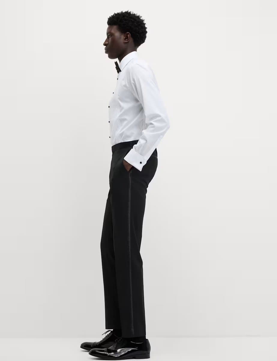 Marks & Spencer M&S Skinny Fit Stretch Tuxedo Trousers Black