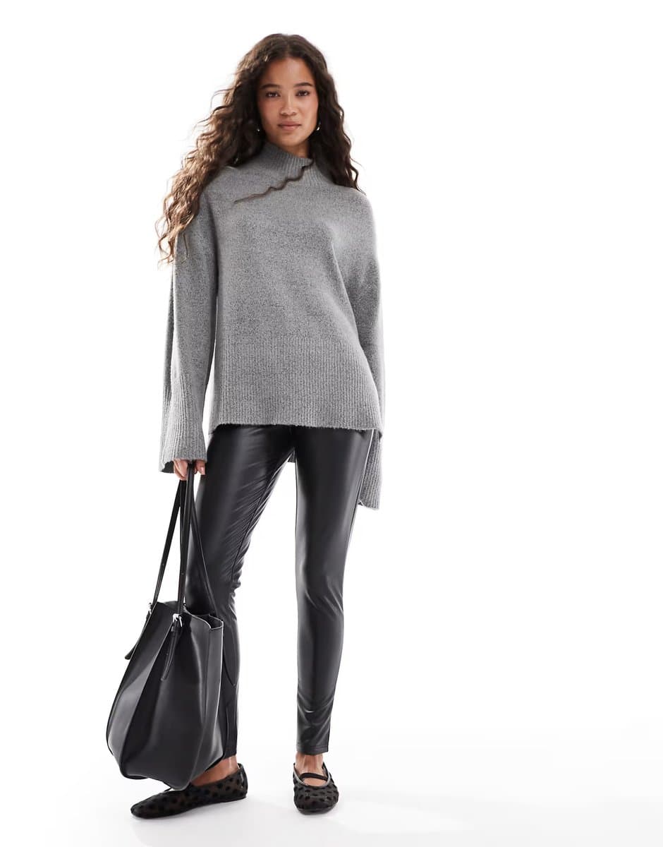 ASOS ASOS Faux Leather Pull On Legging in Black