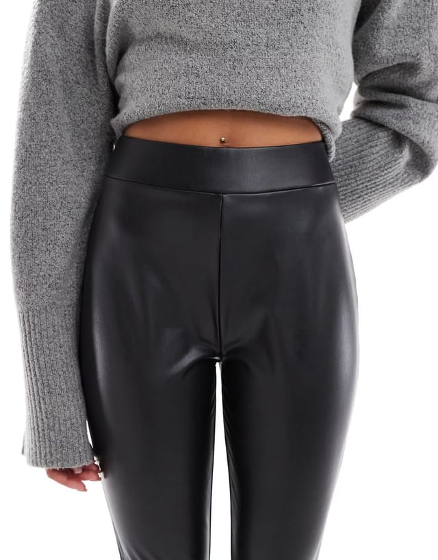 ASOS Miss Selfridge faux leather pull on legging in black - 3