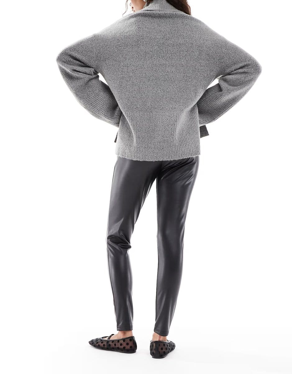 ASOS Miss Selfridge faux leather pull on legging in black - 4