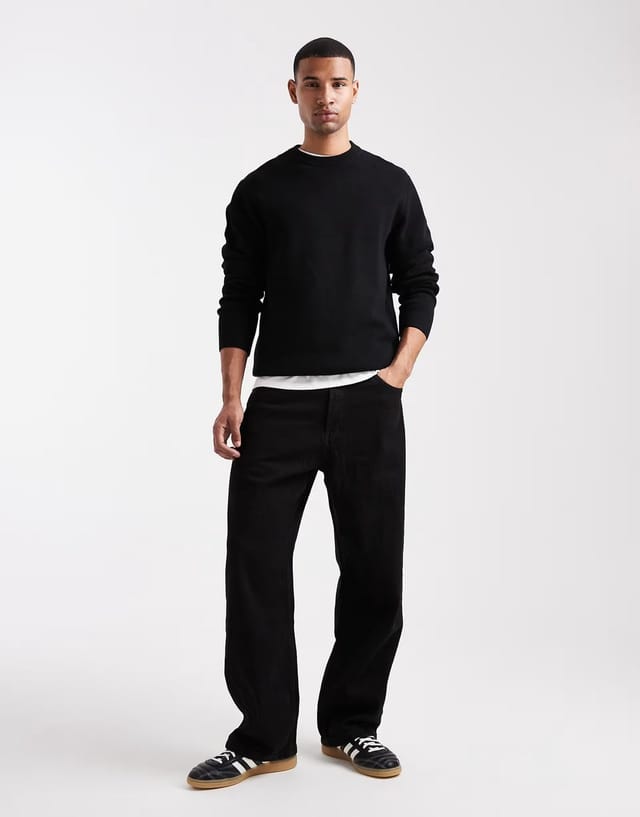 ASOS Jack & Jones premium knitted crew neck jumper in black - 2