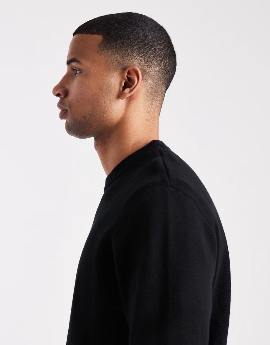 ASOS Jack & Jones premium knitted crew neck jumper in black - 4