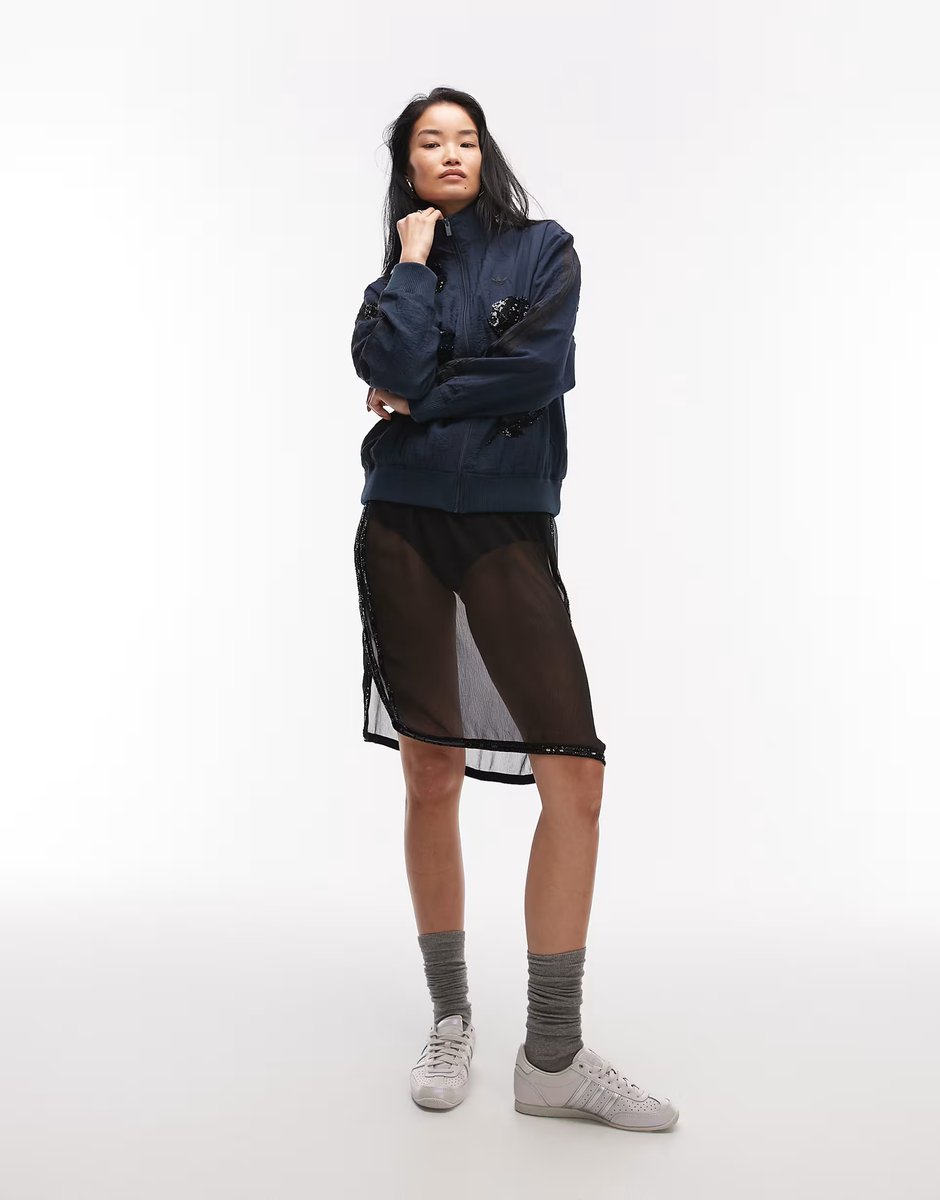 ASOS adidas Originals x ASOS sheer skirt with sequin in black - 1