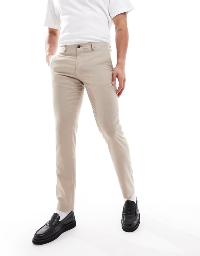 ASOS Jack & Jones super slim trousers in beige - 2