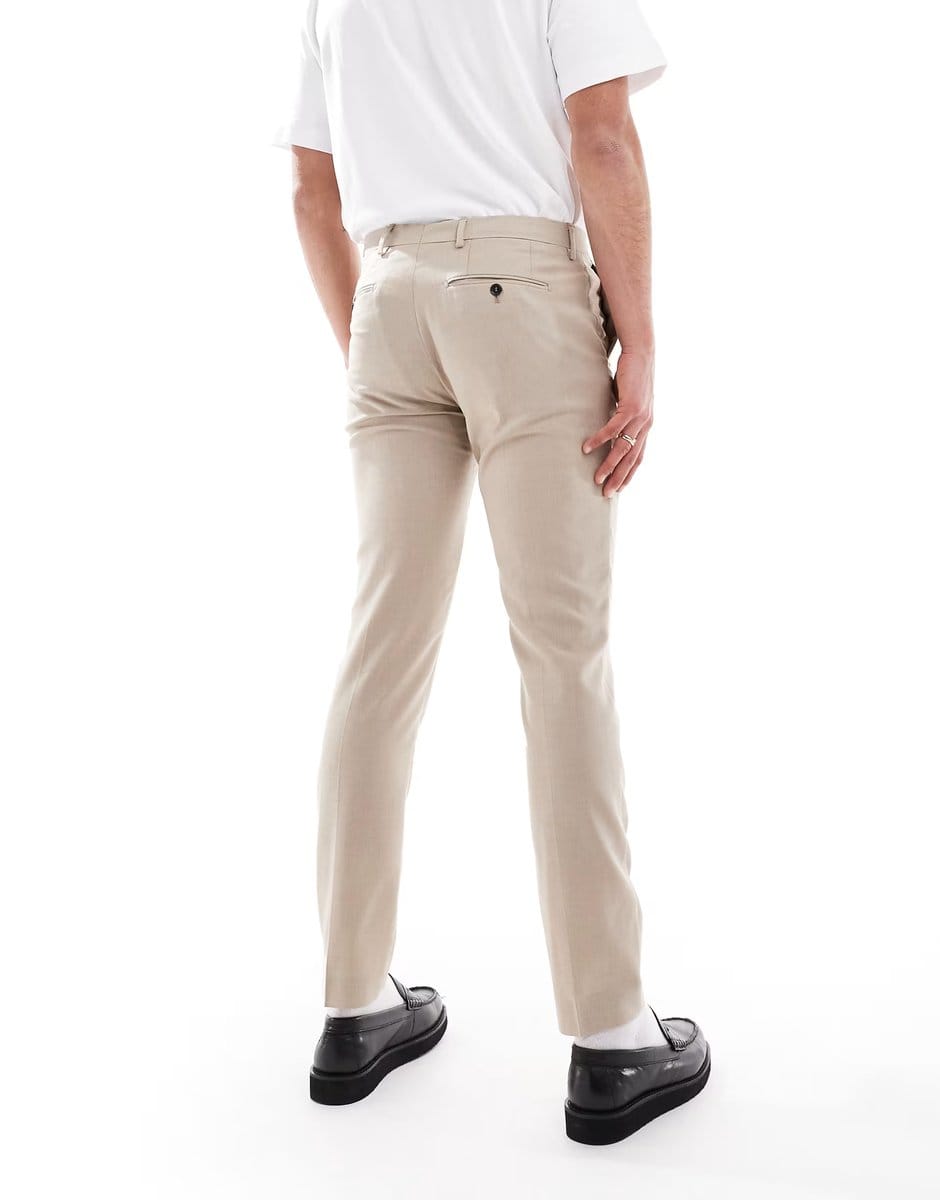 ASOS Jack & Jones super slim trousers in beige - 4