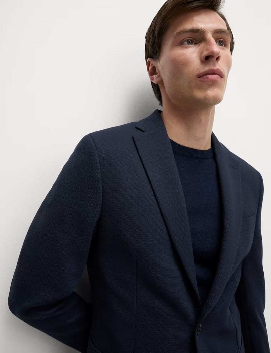 Marks & Spencer M&S Tailored Fit Jersey Textured Blazer Navy - 4