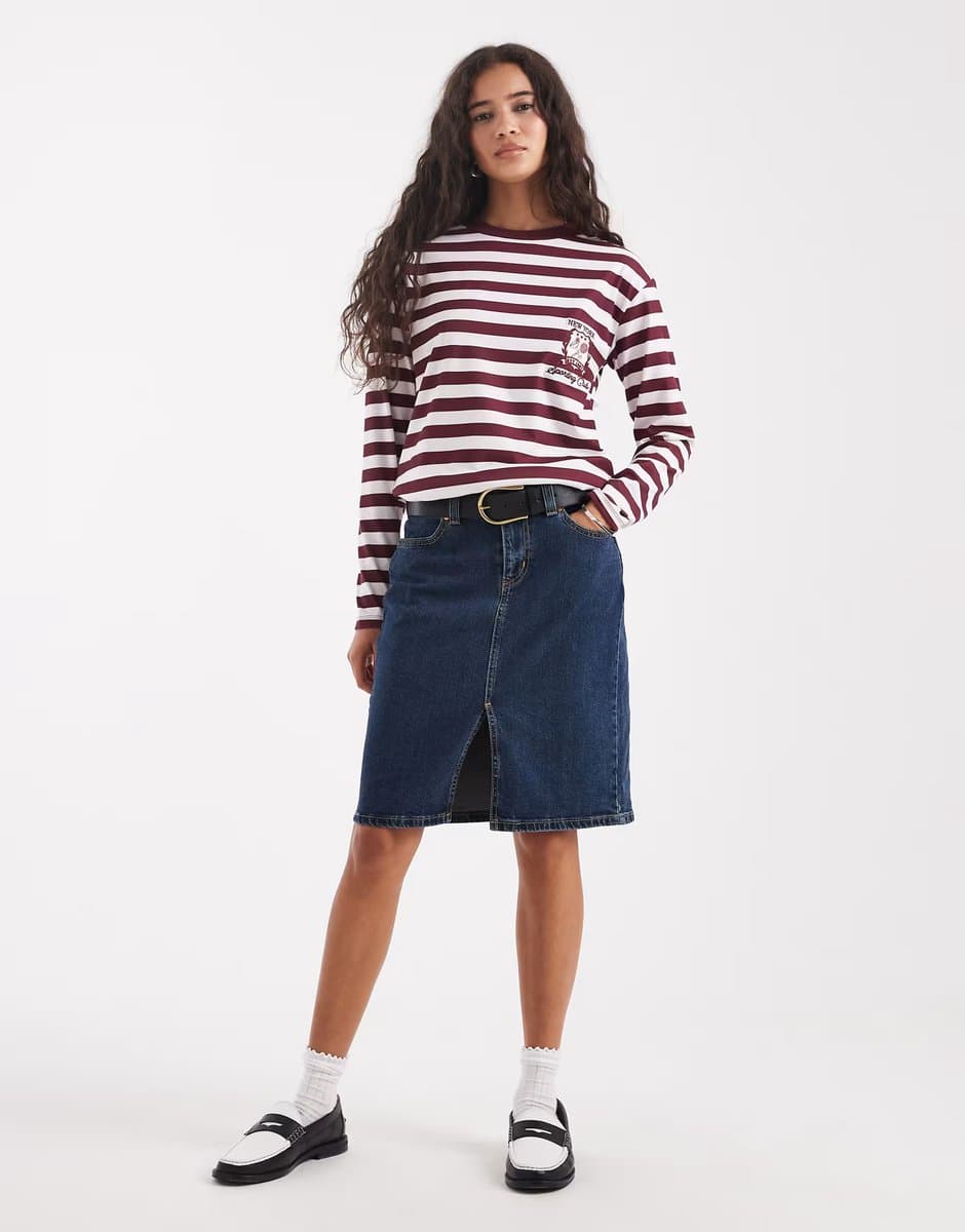 ASOS Levi's low waist denim midi skirt in dark vintage wash