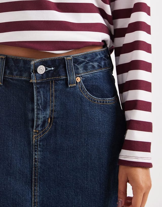 ASOS Levi's low waist denim midi skirt in dark vintage wash - 3