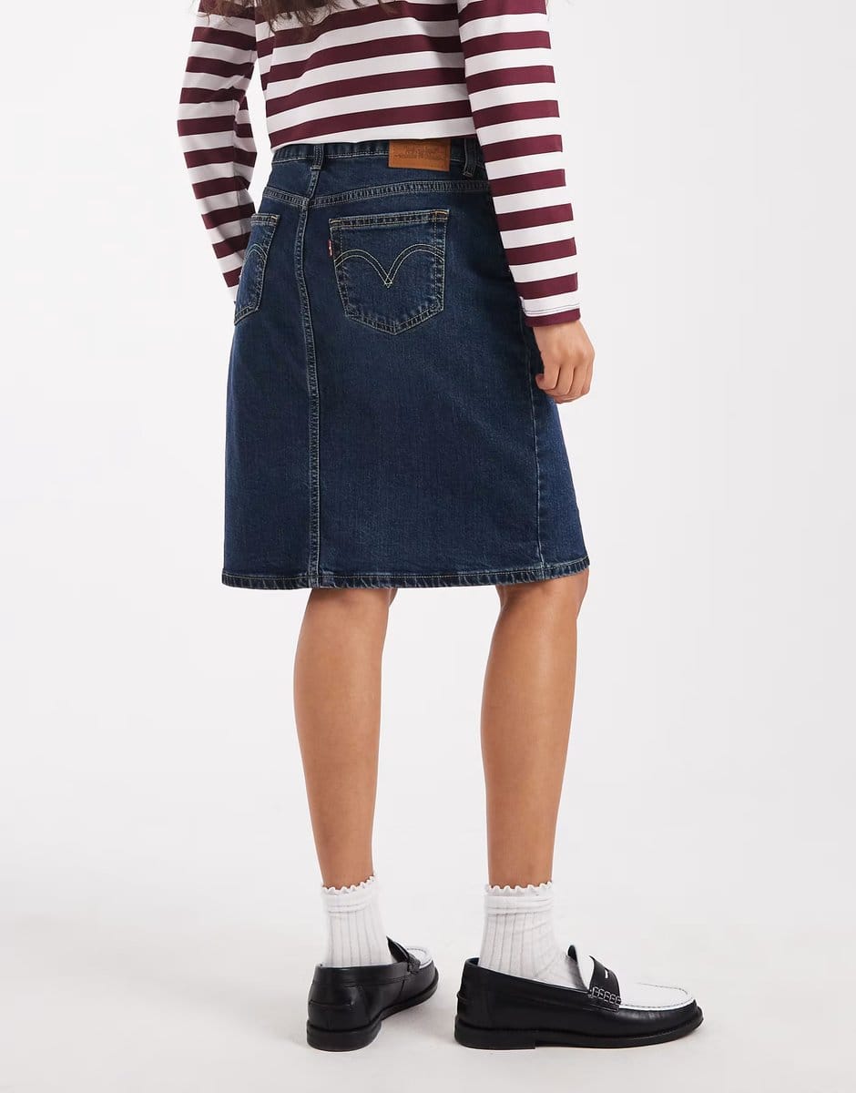 ASOS Levi's low waist denim midi skirt in dark vintage wash - 4