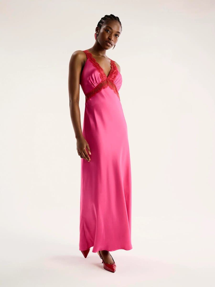 OMNES Aurelia Dress in Cerise