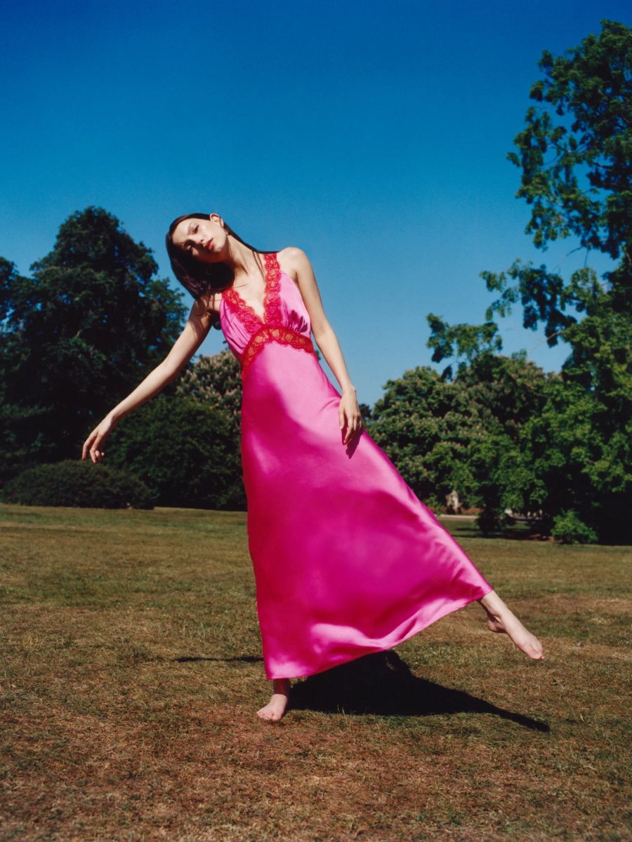 OMNES Aurelia Dress in Cerise - 2