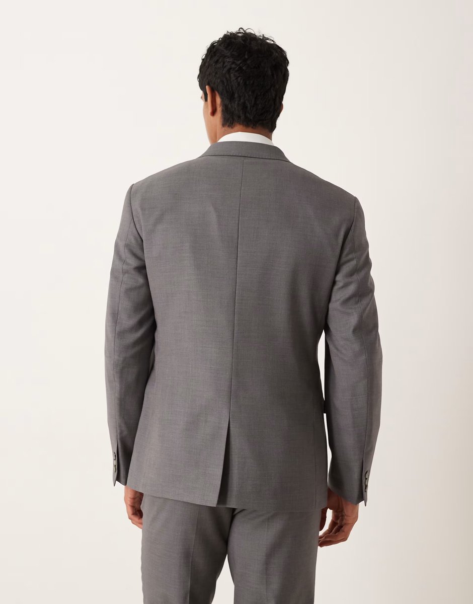 ASOS ASOS DESIGN slim suit jacket in light grey melange texture - 3