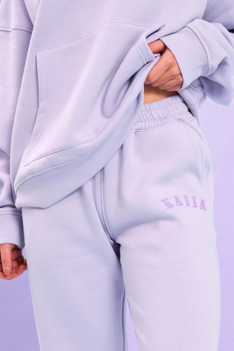 Kaiia Kaiia Logo Wide Leg Sweat Pants Lilac - 2