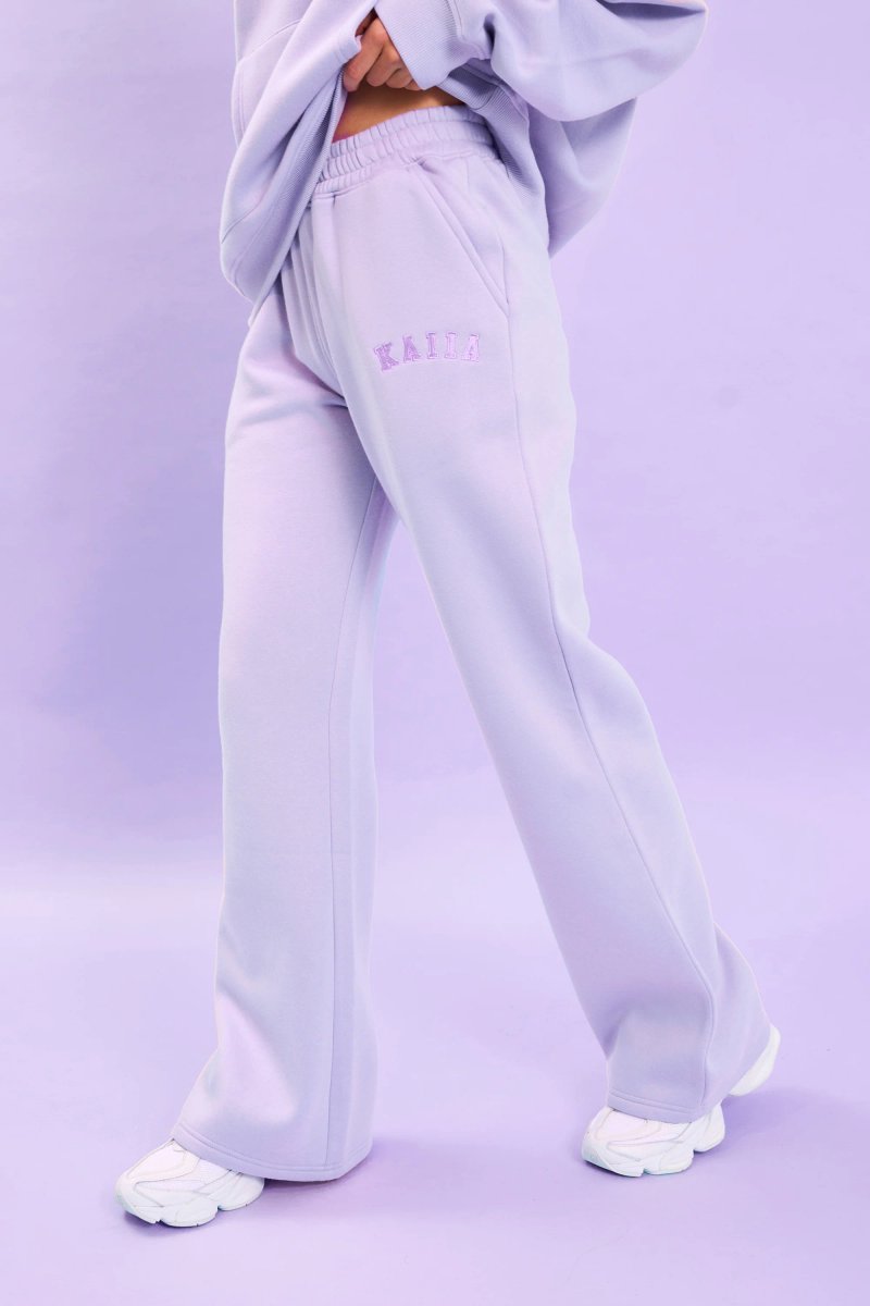 Kaiia Kaiia Logo Wide Leg Sweat Pants Lilac - 3