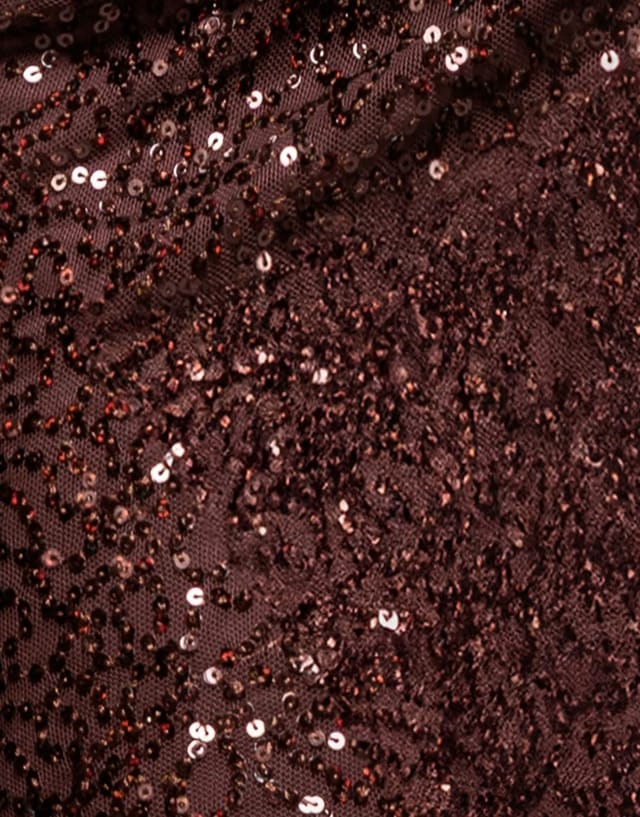 ASOS Goddiva Cap sleeve iridescent sequin cowl maxi dress in brown - 3