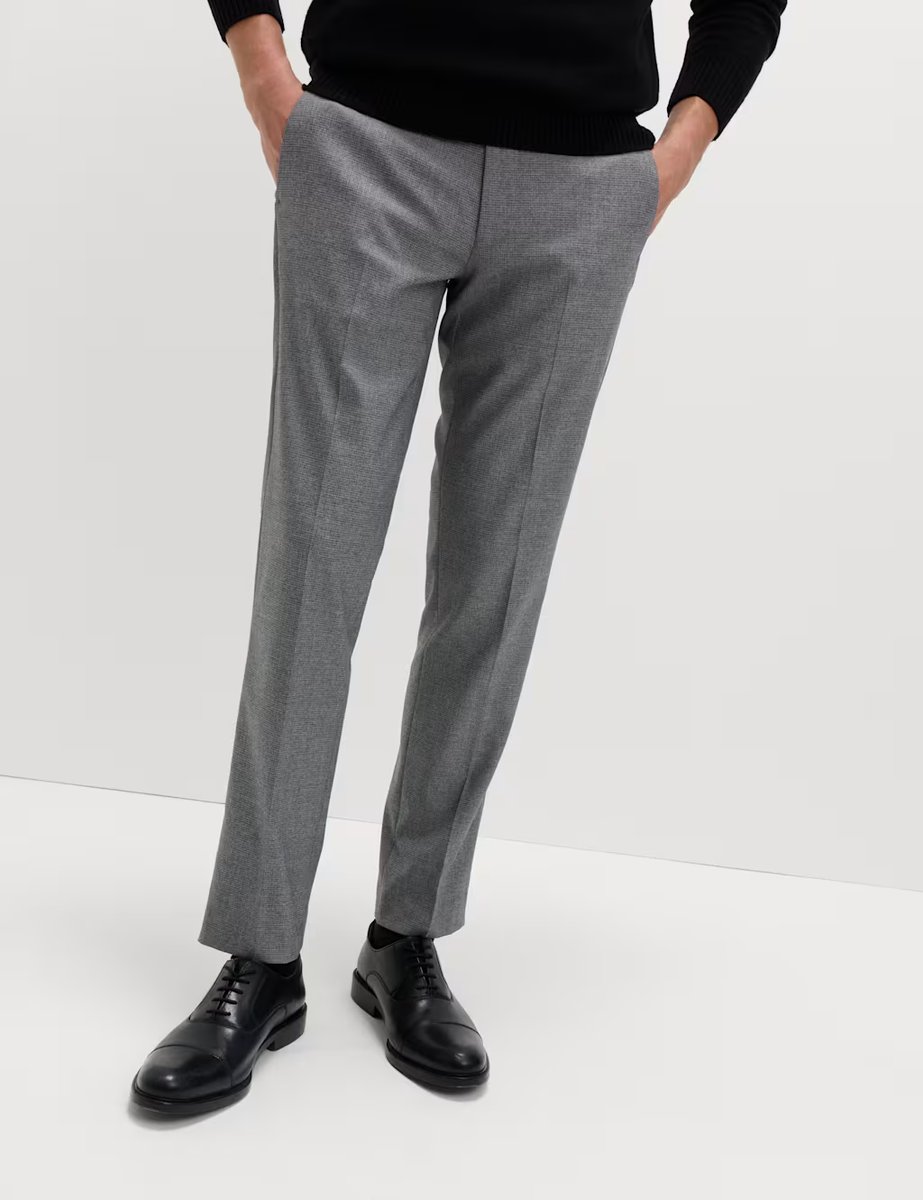 Marks & Spencer M&S Tailored Fit Micro Grid Trousers Silver Grey - 2
