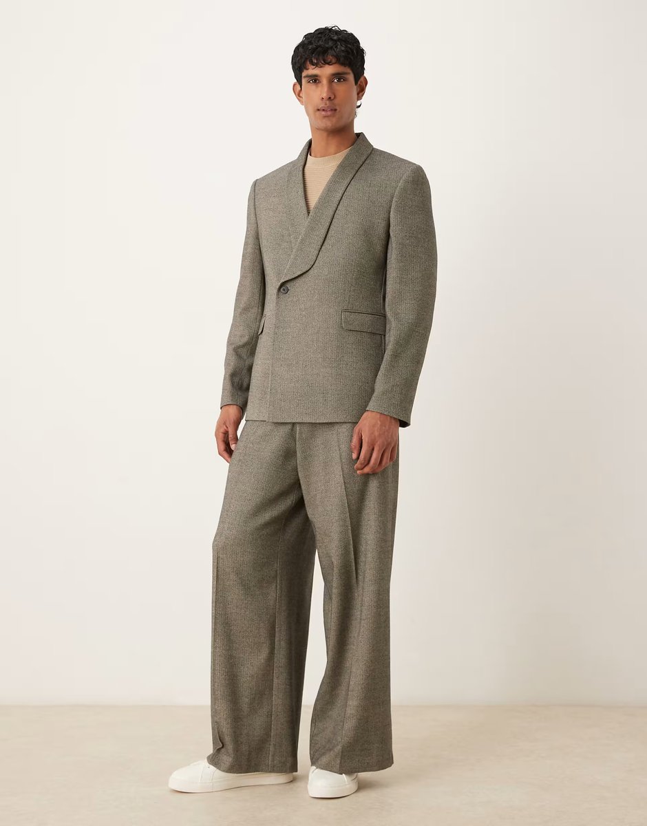 ASOS ASOS DESIGN oversized suit jacket in grey herringbone - 2