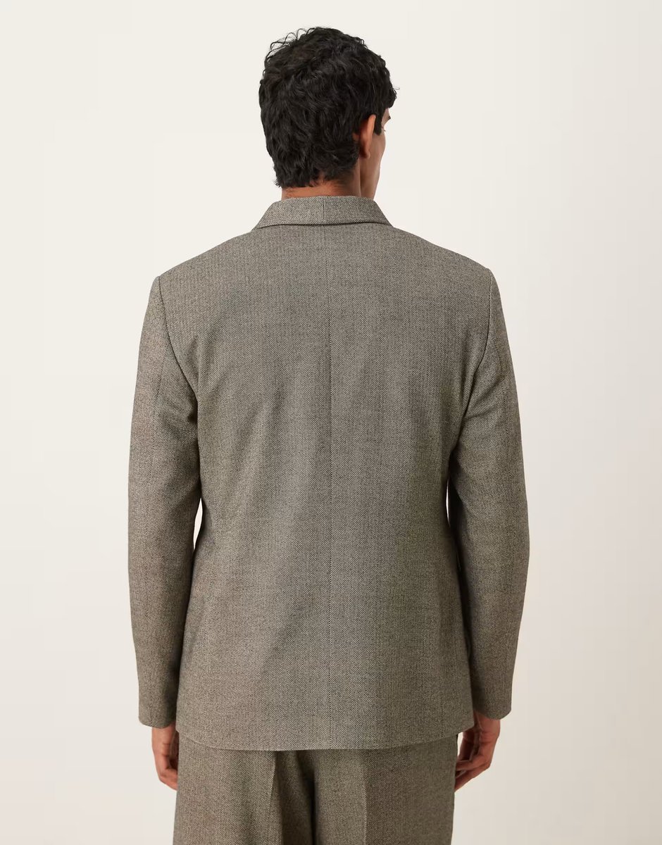 ASOS ASOS DESIGN oversized suit jacket in grey herringbone - 3