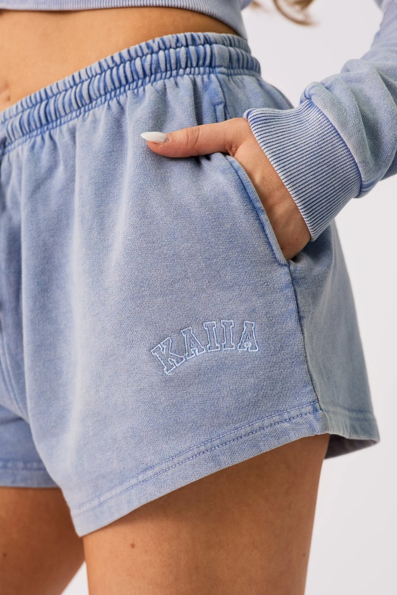 Kaiia Kaiia Logo Mini Sweat Shorts Washed Blue - 2