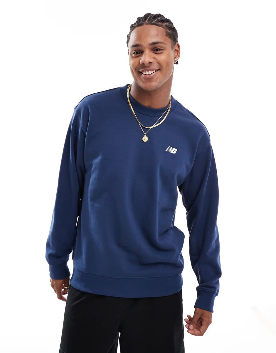 ASOS New Balance Sport essentials french terry crew in blue