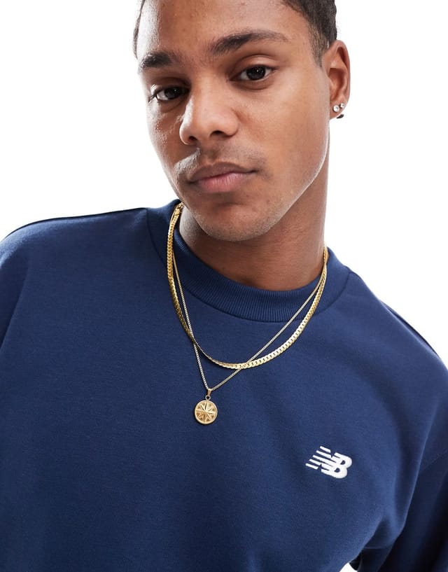 ASOS New Balance Sport essentials french terry crew in blue - 3