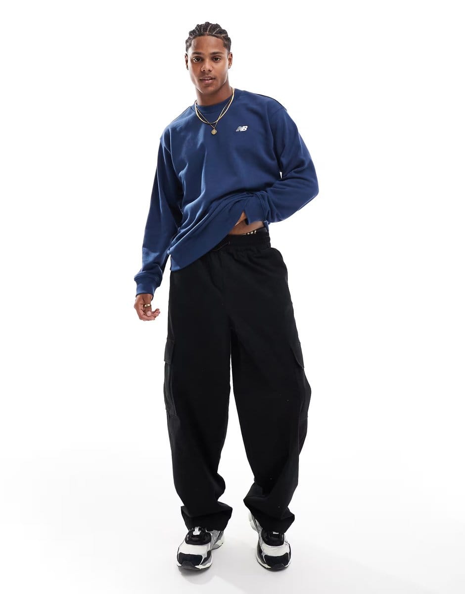ASOS New Balance Sport essentials french terry crew in blue - 4
