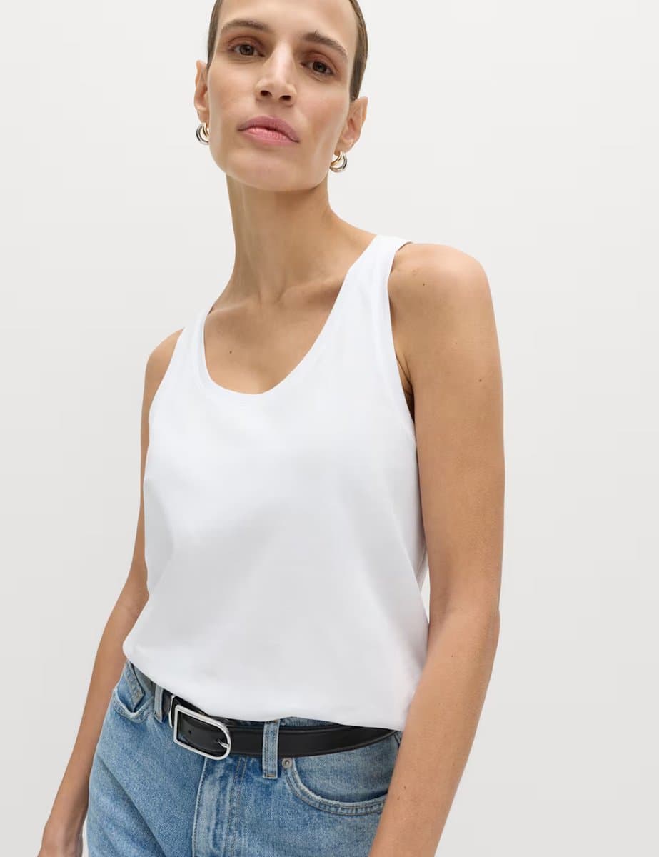 Marks & Spencer M&S Pure Cotton Scoop Neck Top White