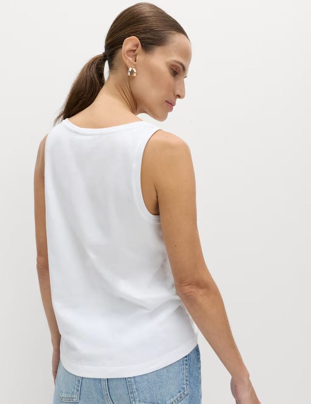 Marks & Spencer M&S Pure Cotton Scoop Neck Top White - 3