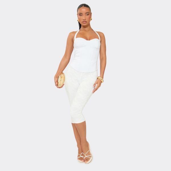 EGO Leo Bead Trim Detail Strappy Heel In White Faux Leather, Women's Size UK 3 - 2