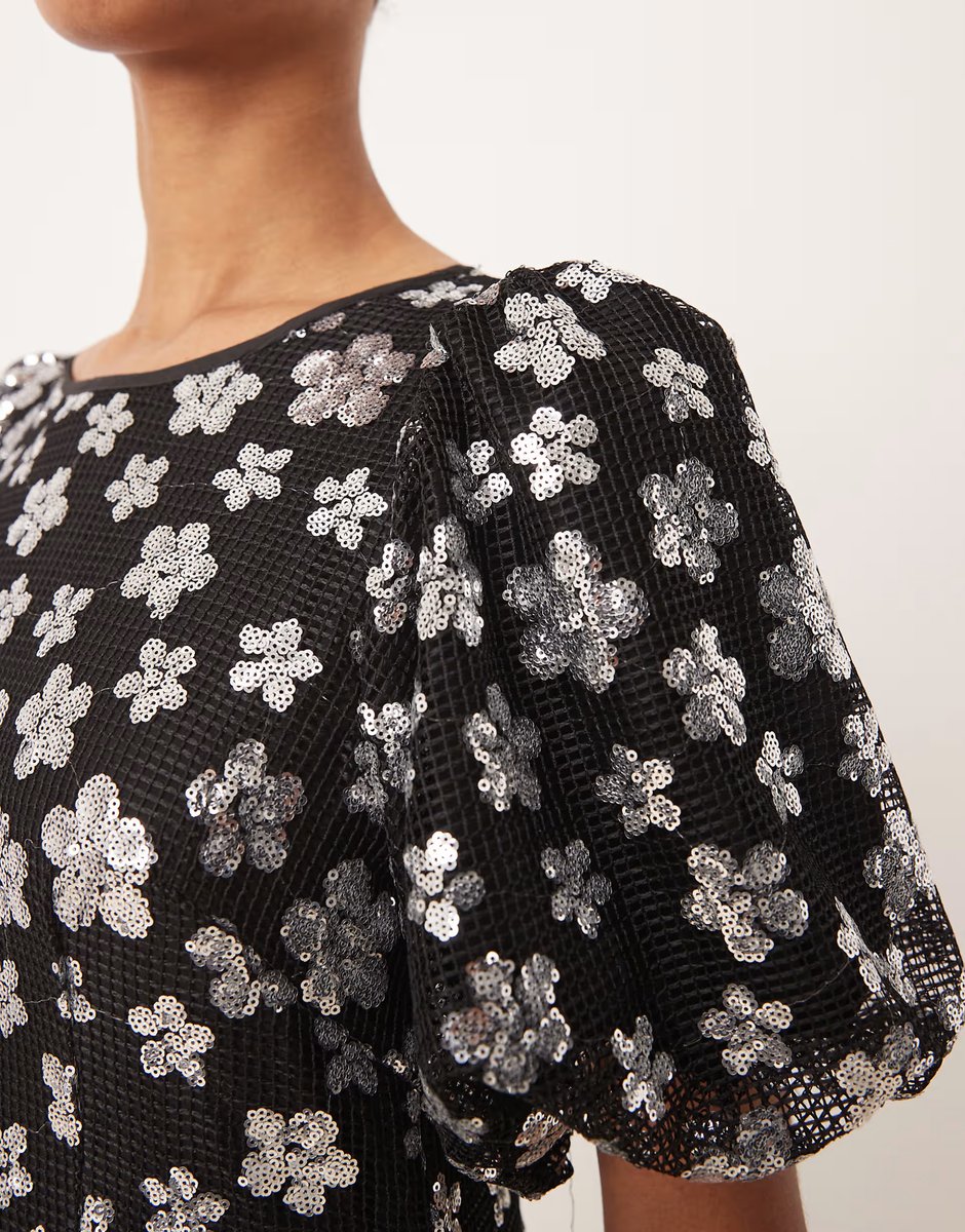 ASOS Dream Sister Jane embellished floral midi dress in silver - 4