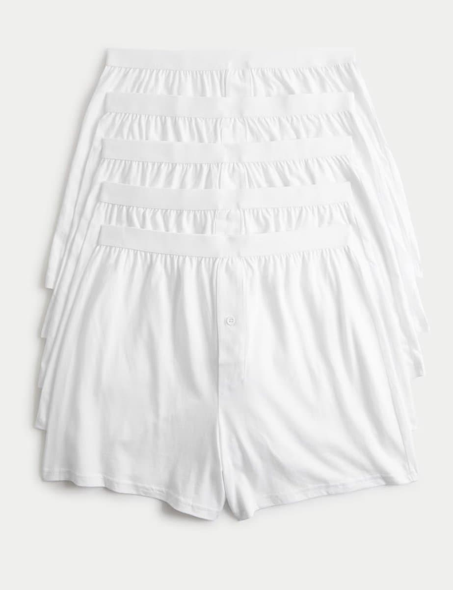 Marks & Spencer M&S 5 Pack Pure Cotton Cool & Fresh™ Jersey Boxers White