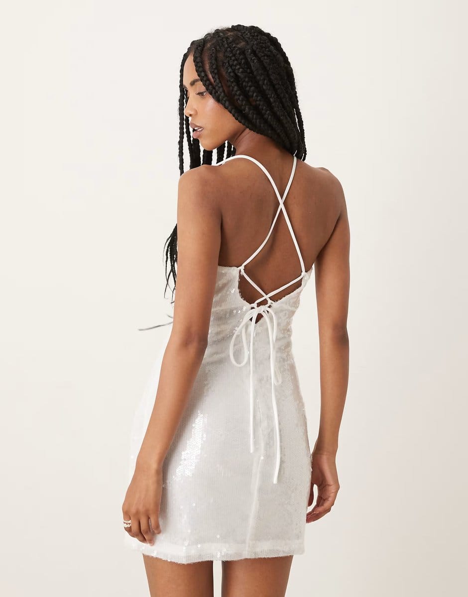 ASOS Collective The Label Strappy mini dress in clear sequin - 4
