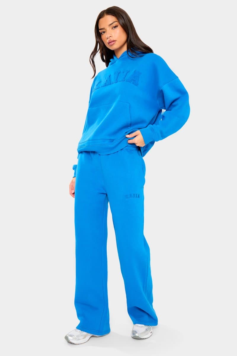 Kaiia Kaiia Slogan Wide Leg Joggers Cobalt Blue