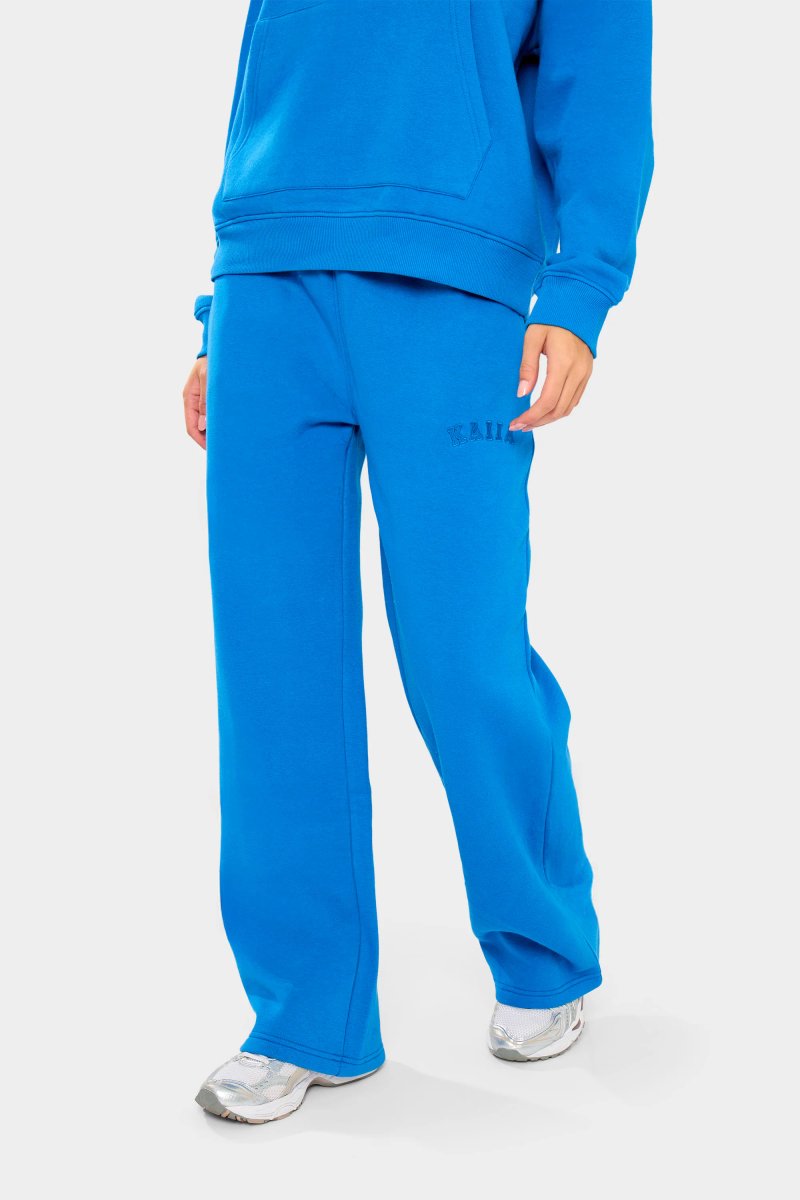 Kaiia Kaiia Slogan Wide Leg Joggers Cobalt Blue - 2