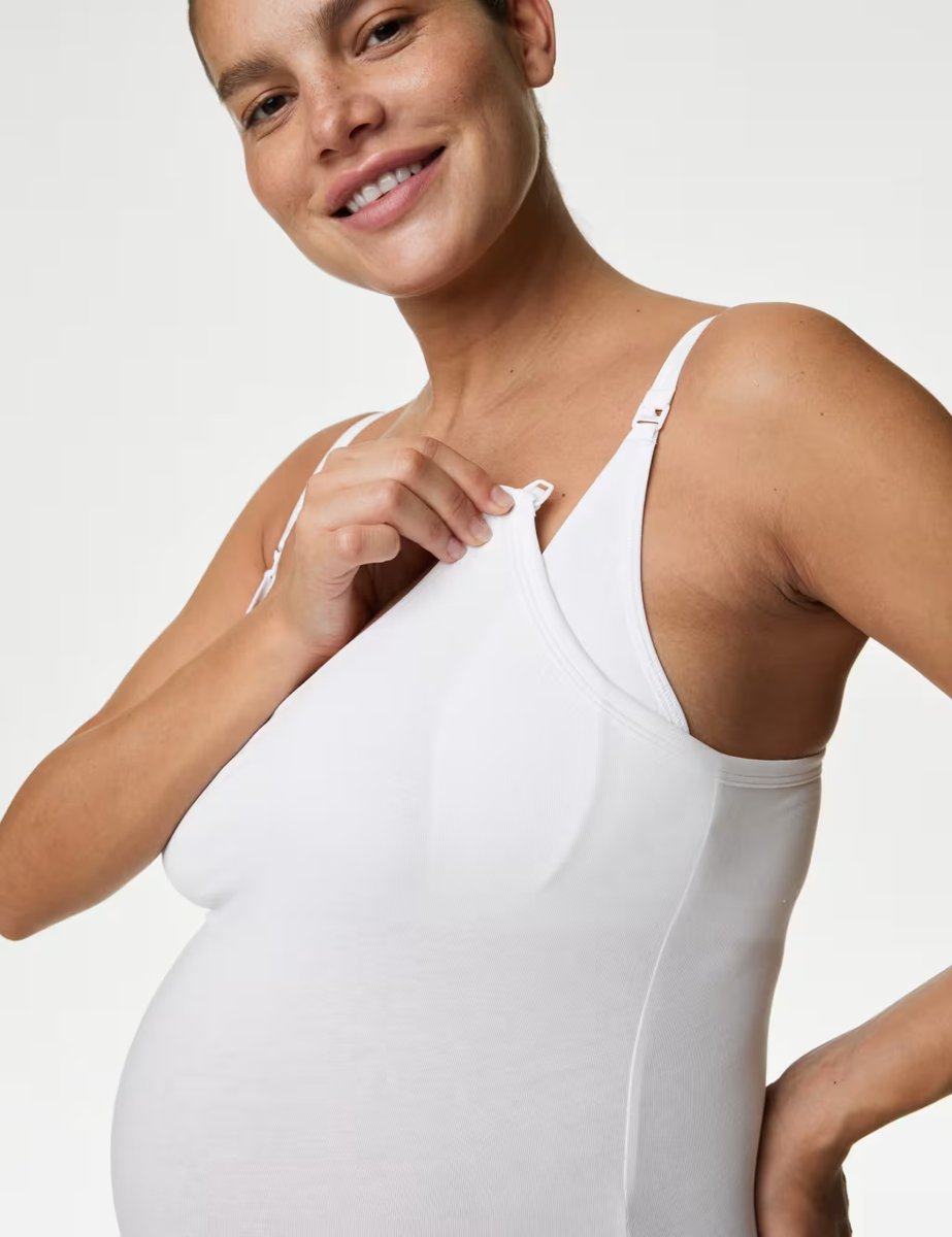 Marks & Spencer M&S Maternity Cotton Rich Secret Support™ Nursing Vest White - 2