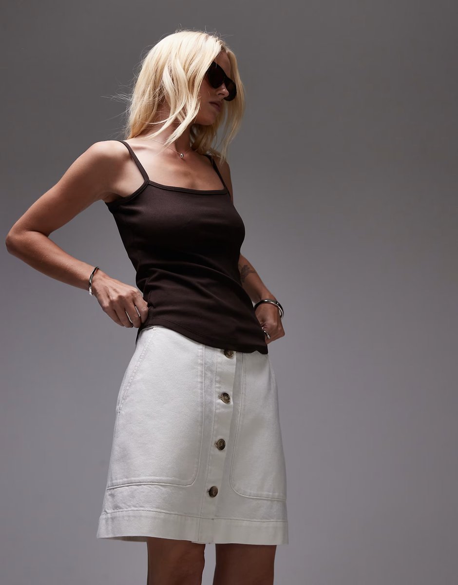 ASOS ARKET minimal denim mini skirt in off white - 2